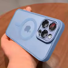 Magnetic Luxury Lens Protector Matte Translucent Case For iPhone